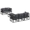 vidaXL Set Divano da Giardino con cuscino 6 pcs Nero Acciaio