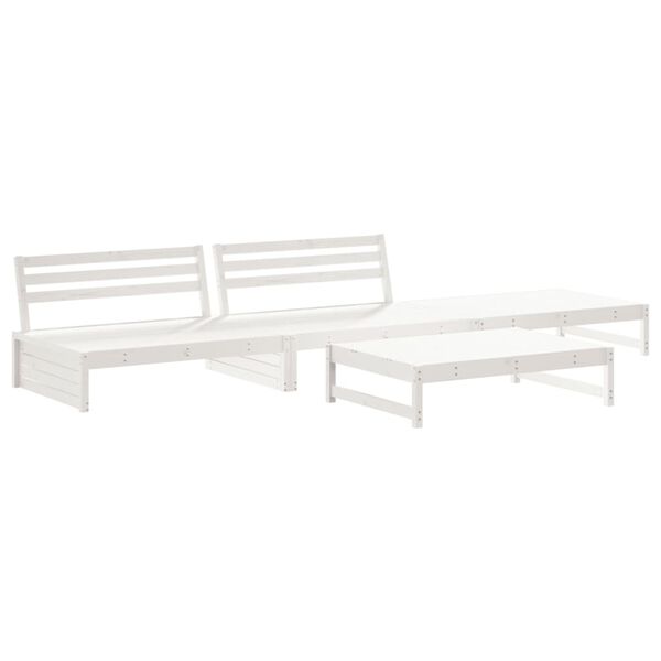 vidaXL Set Divani da Giardino 4pz con Cuscini in Legno Massello Bianco