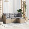 vidaXL Set Divano da Giardino 4 pz con Cuscini Beige Misto Polyrattan