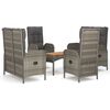 vidaXL Set da Pranzo da Giardino 5 pz con Cuscini in Polyrattan Grigio
