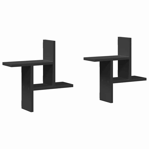 vidaXL Mensole da Parete 2pz Nere 38x12x38 cm in Truciolato