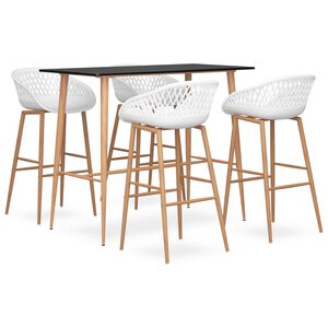 vidaXL Set da Bar 5 pz Nero e Bianco