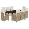 vidaXL Set da Pranzo da Giardino 9 pz con Cuscini Beige in Polyrattan