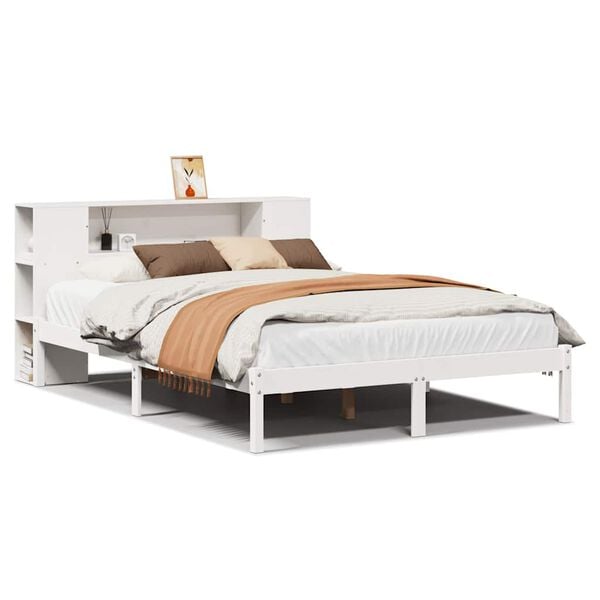 vidaXL Letto Libreria senza Materasso Bianco 135x190 cm Legno di Pino