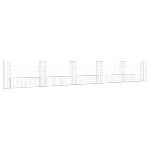 vidaXL Cesto Gabbione a U con 6 Pali in Ferro 620x20x100 cm