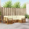 vidaXL Set divani 6 pcs Naturale e Crema Legno di Acacia Massello