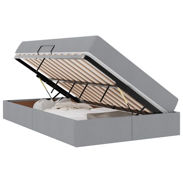 vidaXL Letto con contenitore e materasso Grigio chiaro 120 x 190 cm