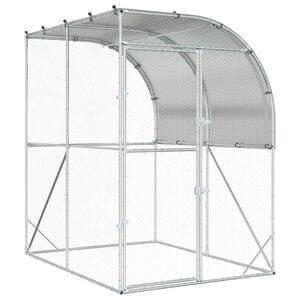 vidaXL Pollaio Argento 200 x 200 x 215 cm Acciaio zincato
