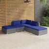 vidaXL Set Divani da Giardino 5 pz con Cuscini in Polyrattan Grigio