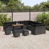 vidaXL Set Divano da Giardino 14 pcs Nero polyrattan