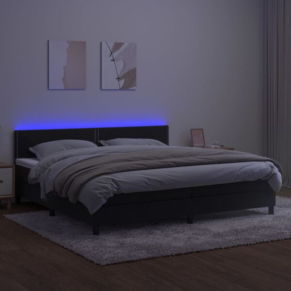 vidaXL Letto a Molle con Materasso e LED Nero 200x200 cm in Velluto