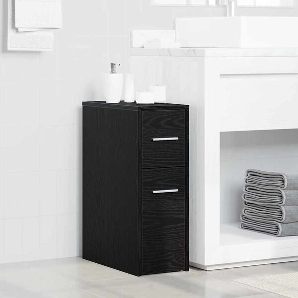 vidaXL Set di mobili per il bagno Rovere Nero 22 x 44 x 61.5 cm