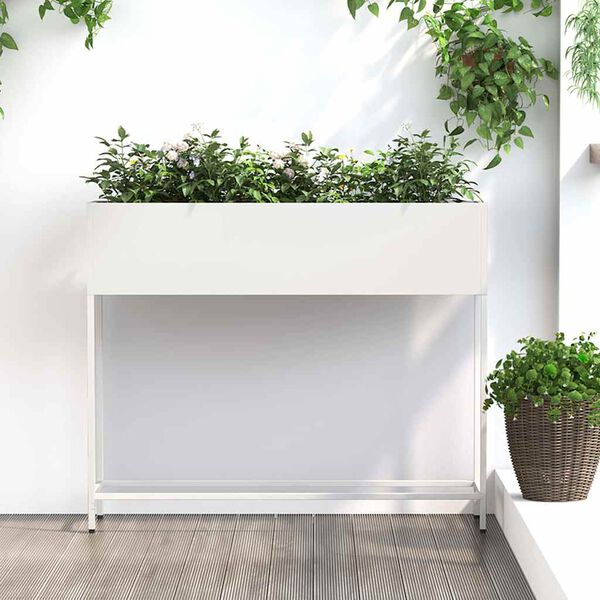 vidaXL Vaso da Giardino Rialzato Bianco 100 x 26 x 82 cm Acciaio