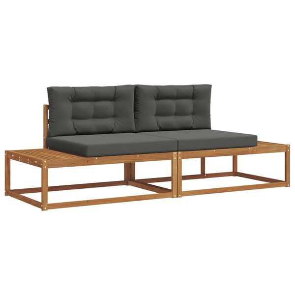 vidaXL Set di divani da esterno 2 Pezzo Naturale e Antracite