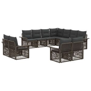 vidaXL Set Divano da Giardino 11 pz Grigio e Grigio Scuro polyrattan