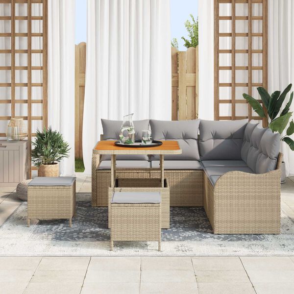vidaXL Set Divano da Giardino 8 pcs Beige polyrattan