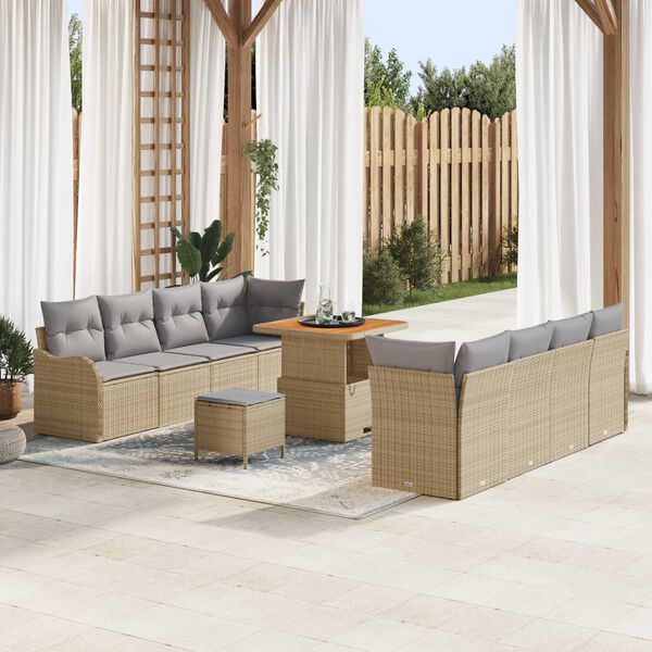 vidaXL Set Divano da Giardino con cuscino 11 pcs Beige e Grigio Chiaro