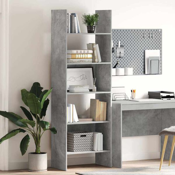 vidaXL Libreria Grigio Cemento 60x35x180 cm in Legno Multistrato
