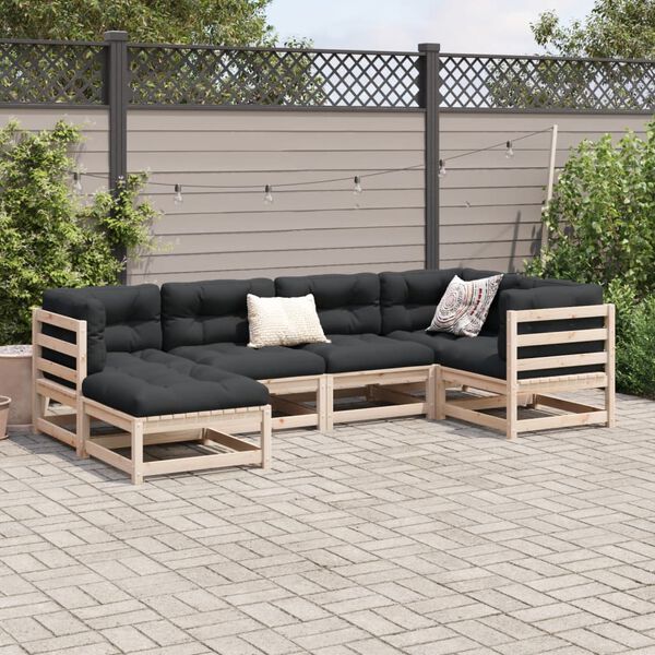 vidaXL Set Divani da Giardino 6 pz in Legno Massello di Pino