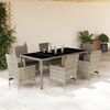 vidaXL Set Pranzo Giardino 7 pz Cuscini Grigio Chiaro Polyrattan Vetro