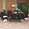 vidaXL Set da Pranzo da Giardino 7 pz Nero con Cuscini in Polyrattan