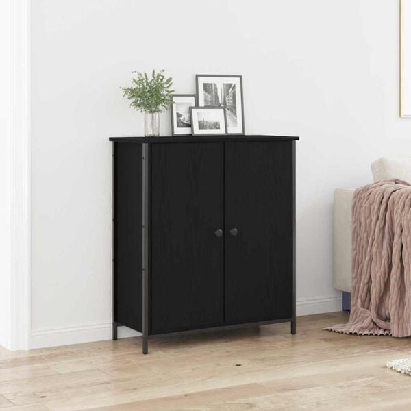 vidaXL Credenza Rovere Nero 70 x 30 x 80 cm Legno multistrato