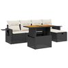 vidaXL Set Divano da Giardino 6 pz con Cuscini Nero in Polyrattan