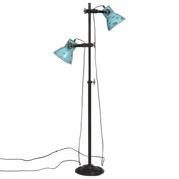 vidaXL Lampada da Terra 25 W Blu Anticato 25x25x90/140 cm E27