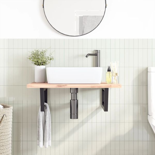 vidaXL Reggimensole per Lavabo 2 pz Nere Trapezio in Acciaio