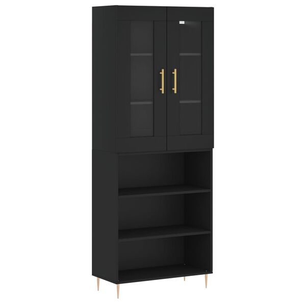 vidaXL Credenza Nera 69,5x34x180 cm in Legno Multistrato