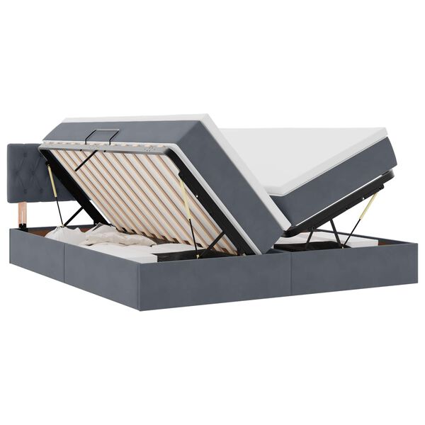 vidaXL Letto con testiera Grigio scuro 200 x 200 cm Velluto