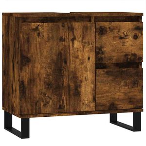 vidaXL Armadietto Bagno Rovere Fumo 65x33x60 cm in Legno Multistrato