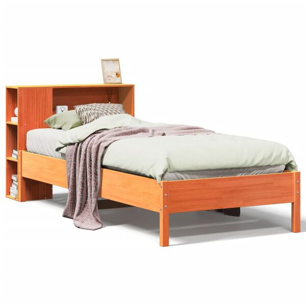 vidaXL Letto Libreria senza Materasso Marrone Cera 75x190 cm in Pino