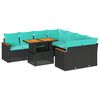 vidaXL Set Divani da Giardino 9 pz con Cuscini Nero in Polyrattan