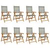 vidaXL Set di 8 sedie pieghevoli reclinabili in polyrattan grigio e legno massello.