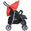 vidaXL Passeggino Gemellare in Acciaio Rosso e Nero