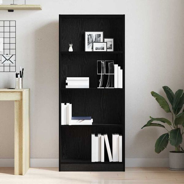 vidaXL Libreria Rovere Nero 60 x 24 x 143 cm Legno multistrato