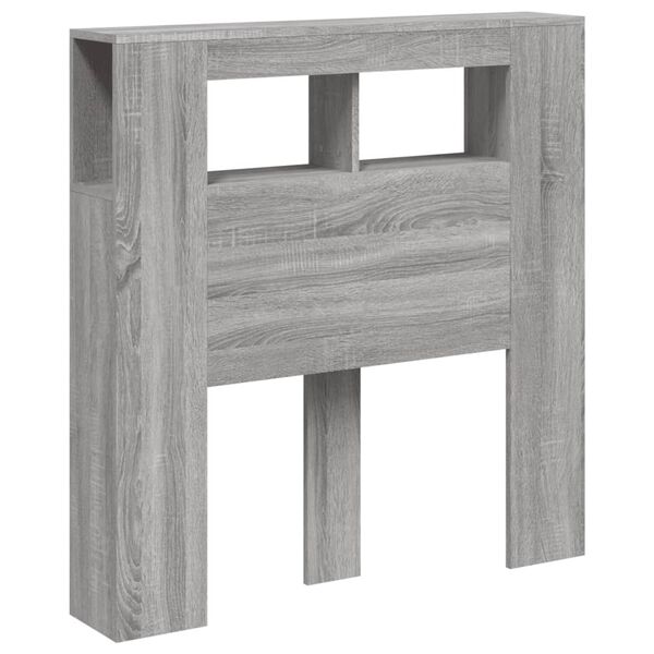 vidaXL Testiera LED Grigio Sonoma 100x18,5x103,5 cm Legno Multistrato