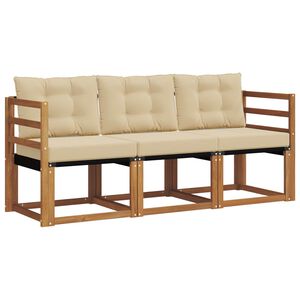 vidaXL Set di divani da esterno con cuscino 3 pcs Naturale e Beige