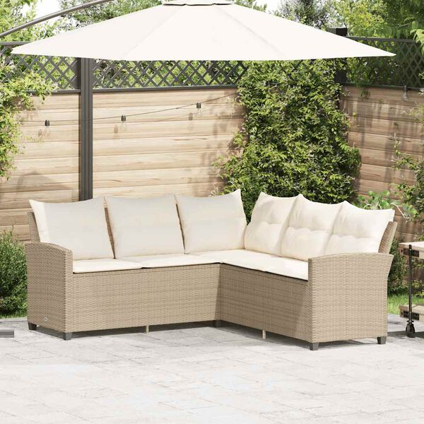 vidaXL Divano a Forma di L con Cuscini in Polyrattan Beige