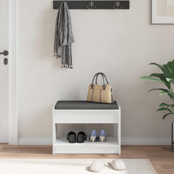 vidaXL Panca per ingresso con cuscino Bianco 63 x 38 x 45 cm