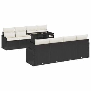 vidaXL Set Divano da Giardino 9 pz 8-Numero di posti Nero