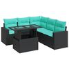 vidaXL Set Divano da Giardino 6 pz con Cuscini Nero Polyrattan Acacia