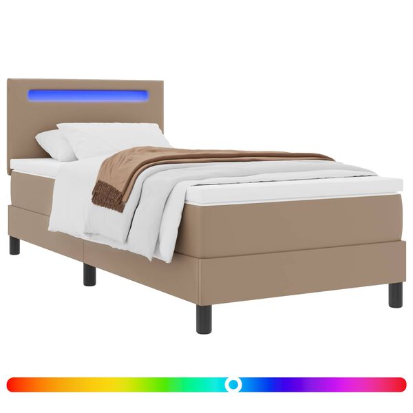 vidaXL Letto a molle Cappuccino 90 x 200 cm Pelle sintetica