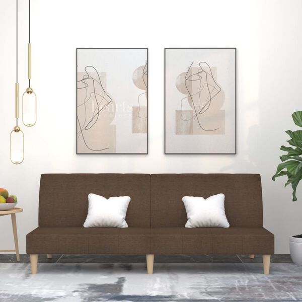 vidaXL Divano Letto a 2 Posti Marrone in Tessuto