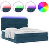 vidaXL Pouf Letto con Materassi e LED Blu Scuro 200x200cm Velluto