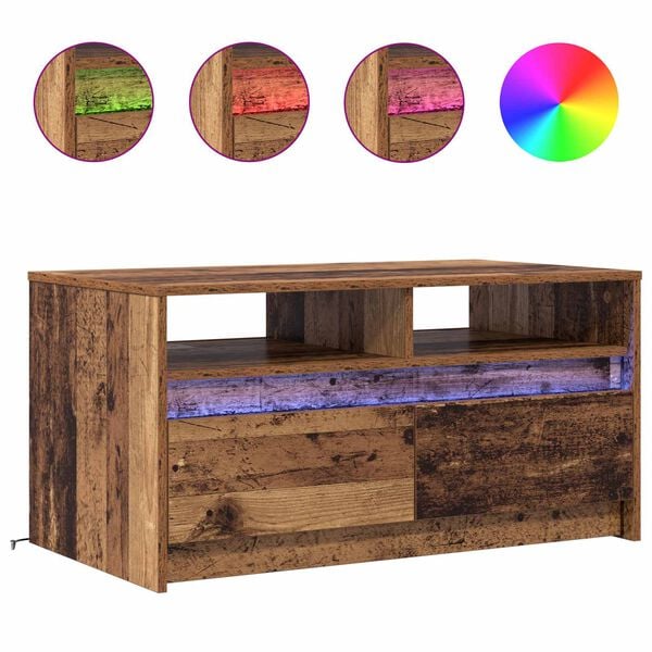 vidaXL Tavolino da salotto con cassetto Legno vecchio 90 x 50 x 45 cm