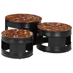 vidaXL Tavoli da Bar a Tamburo 3pz in Legno Massello di Recupero