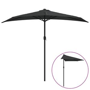vidaXL Ombrellone Balcone Palo in Alluminio Nero 270x144x222cm a Met&agrave;