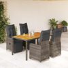 vidaXL Set Bistr&ograve; da Giardino 5 pz con Cuscini in Polyrattan Grigio